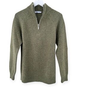 Pacas • Quarter Zip Alpaca Wool Sweater Olive Melange